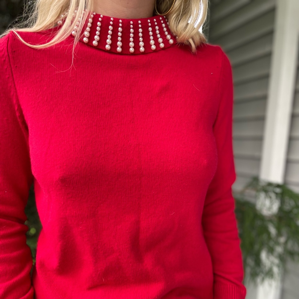 Vintage Talbots Red Pearl Sweater